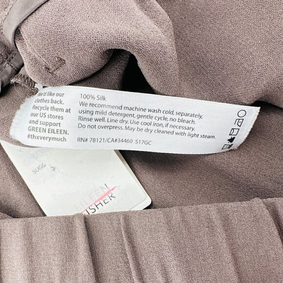 Eileen Fisher Women Silk Georgette Crepe Brown Tapered Leg Cropped 2X Pants NEW - Picture 6 of 7